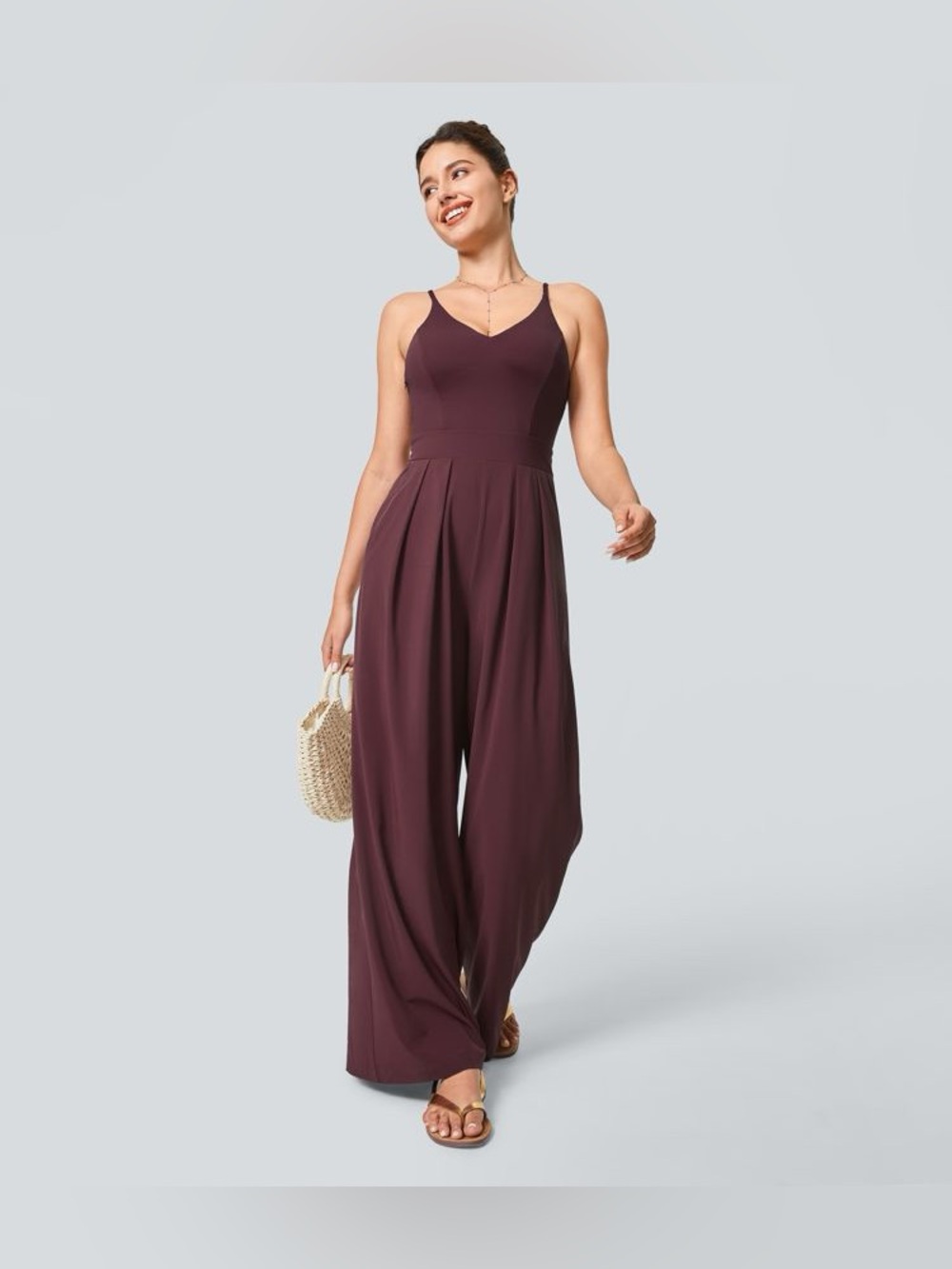 Halara Breezeful Backless Wide Leg Quick Dry Resortwear Jumpsuit Size Large Tall